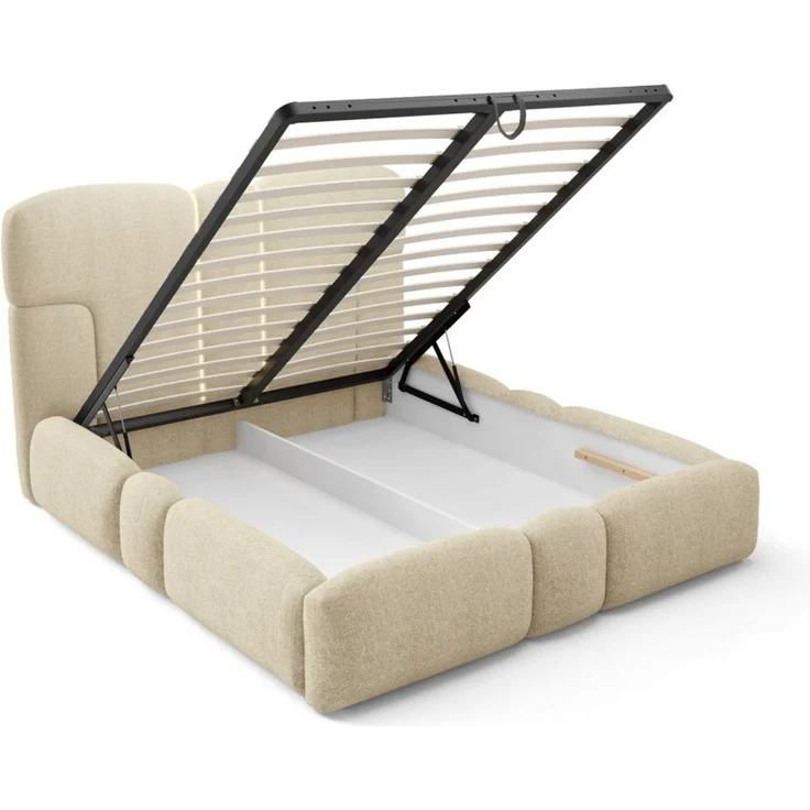 Polsterbett Schlafzimmerbett JORDAN 200x200cm in Stoff Doha Braun – Bild 4