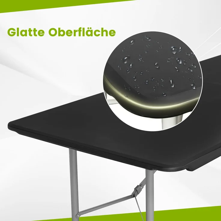 Strattore Bierzeltgarnitur, 3-teilig, Klappbar, Kunststoff, 180 x 70 x 74 cm, Schwarz – Bild 2
