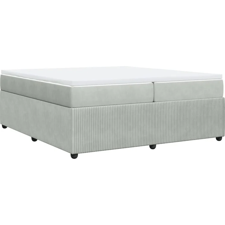 vidaXL Boxspringbett mit Matratze Hellgrau 200x200 cm Samt 3285662 – Bild 9