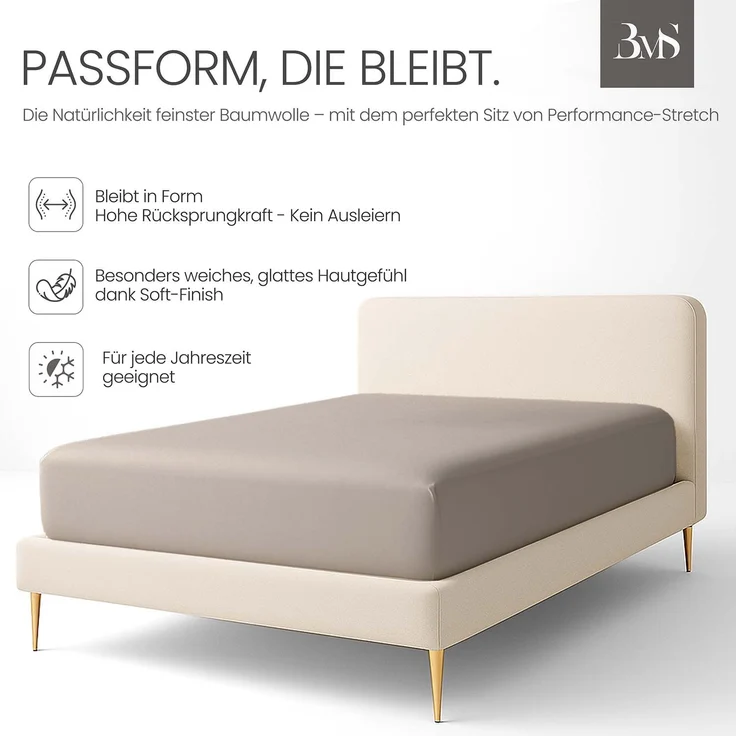Jersey Spannbettlaken beige 120x200 cm Höhe bis 35cm – Bild 3