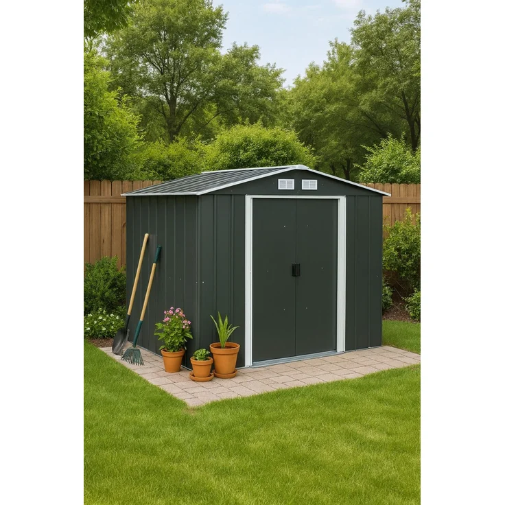 Tepro Metallgerätehaus Eco 8x6 anthrazit Gerätehaus Metall Garten – Bild 2