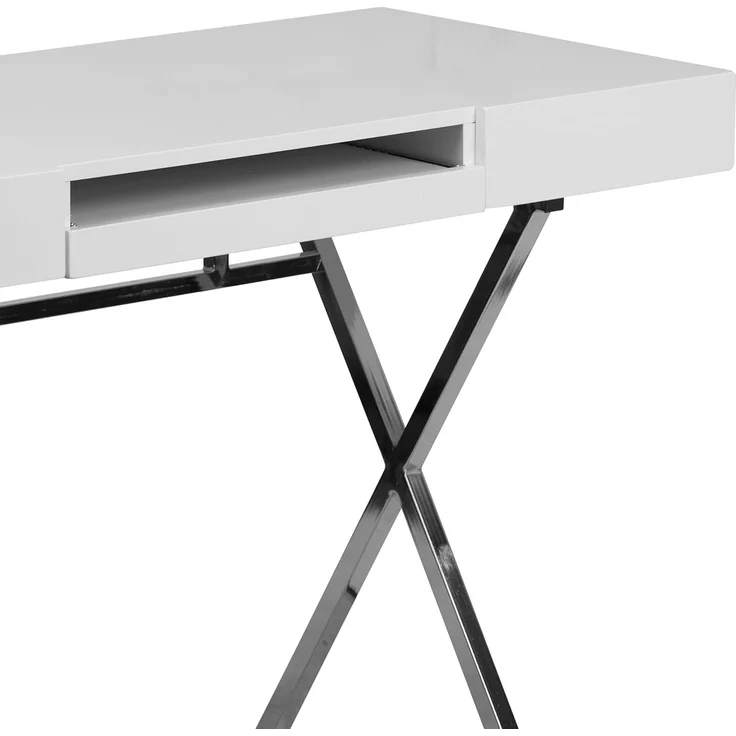 Flash Furniture Computertisch mit Tastaturablage und Schubladen, Metall, Weiß, 1 Stück – Bild 7