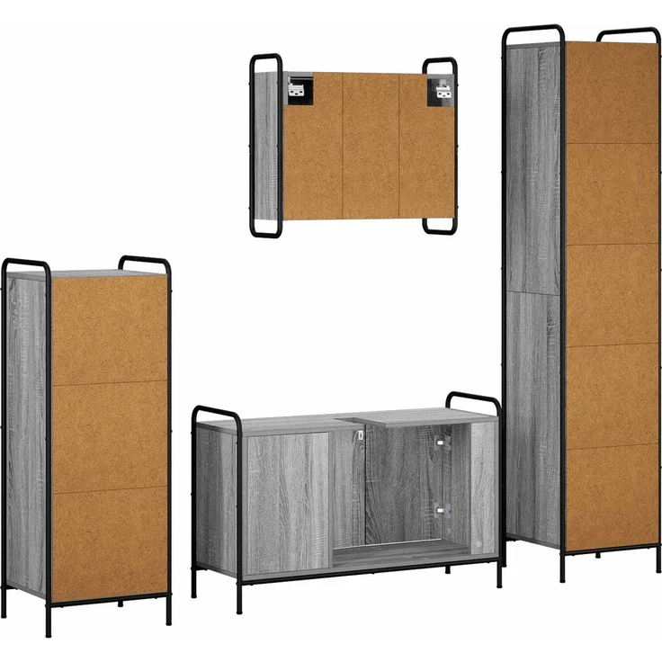 vidaXL Badezimmerschrank-Set 4 stk. Sonoma-Grau 40 x 36 x 181 cm 3444624 – Bild 8