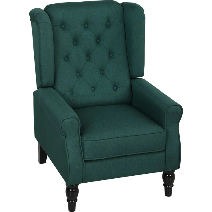 Wohnora-Eleganter Ohrensessel, dick gepolstert, abnehmbarer Bezug, 74 x 86 x 102 cm, Dunkelgrün,H 102cm x T 86cm x B 74cm – Bild 1