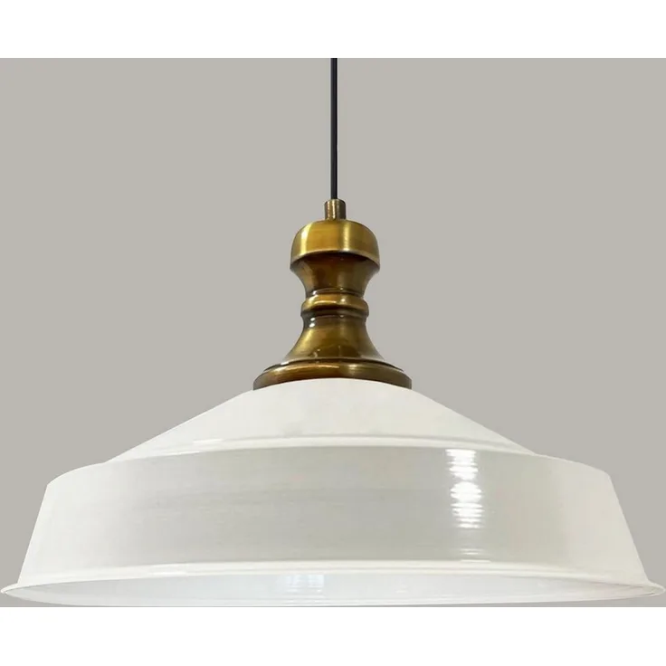 Bamyum Pendelleuchte Metall Ø41 cm, Weiß innen weiß, E27, Vintage Lampe, ohne Leuchtmittel