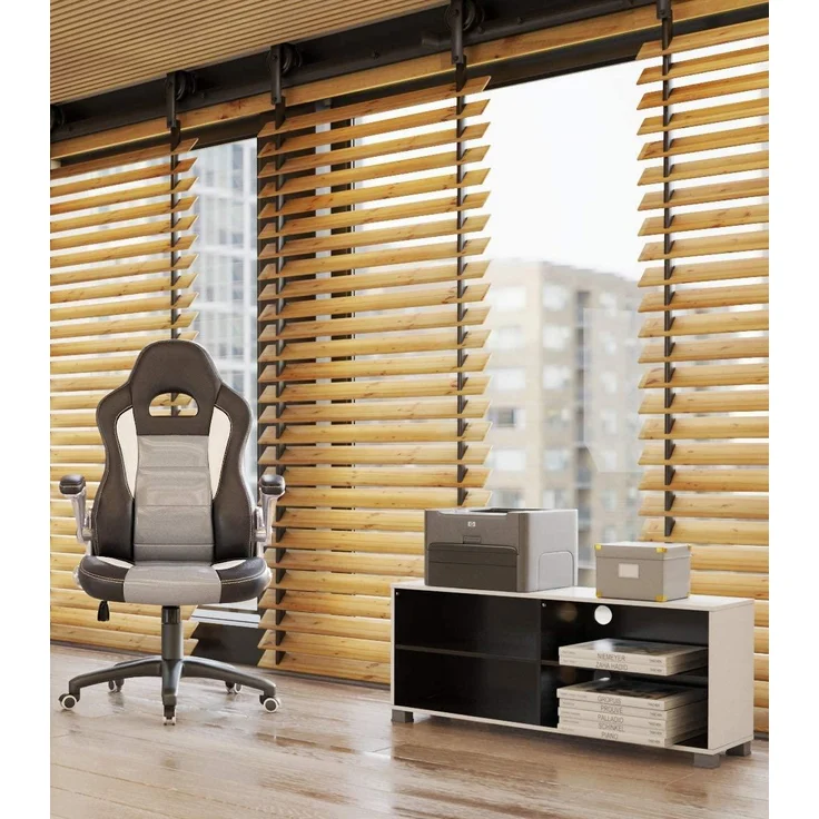 Songmics Gamingstuhl, Racing Chair, Schreibtischstuhl mit hoher Rückenlehne, Bürostuhl, höhenverstellbar, hochklappbare Armlehnen, Wippfunktion, für Gamer, schwarz-grau-weiß OBG28G – Bild 2