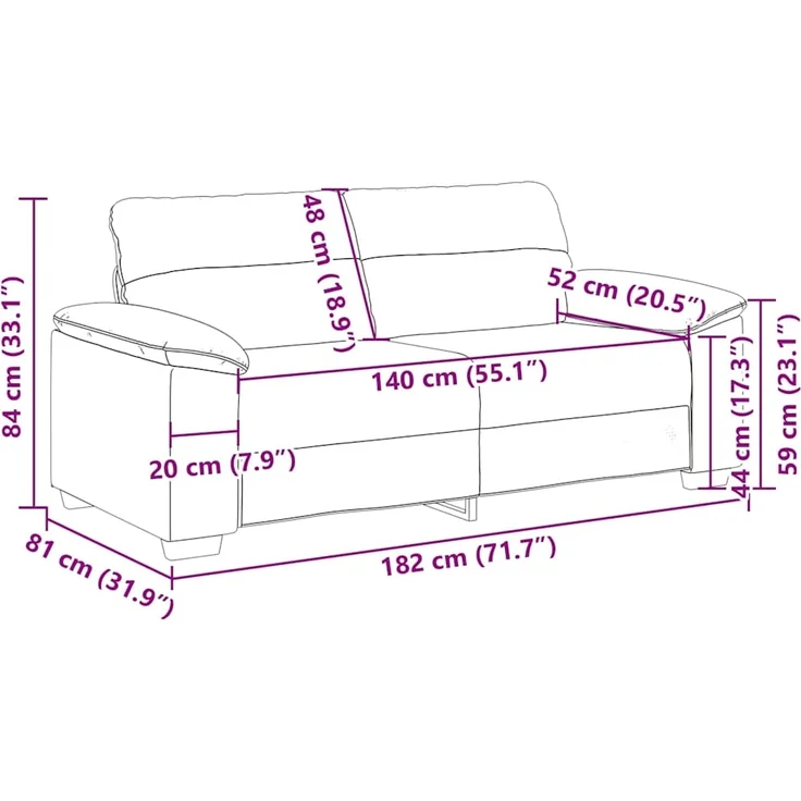 vidaXL 2-Sitzer-Sofa Schwarz 180x81x84 cm Kunstleder 4105343 – Bild 8