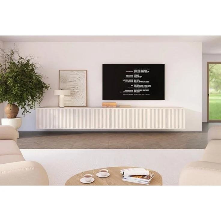 Compleo TV-Schrank Kaschmir 280 cm breit, Lowboard modern, geriffelter Front – Bild 4