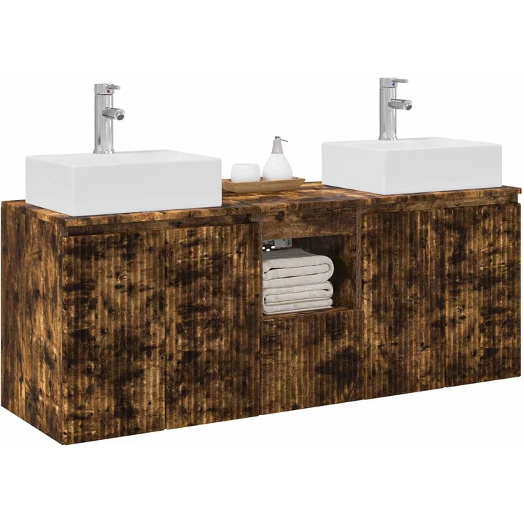 vidaXL Badezimmerschrank-Set 3 stk. Geräucherte Eiche 3405652 – Bild 3