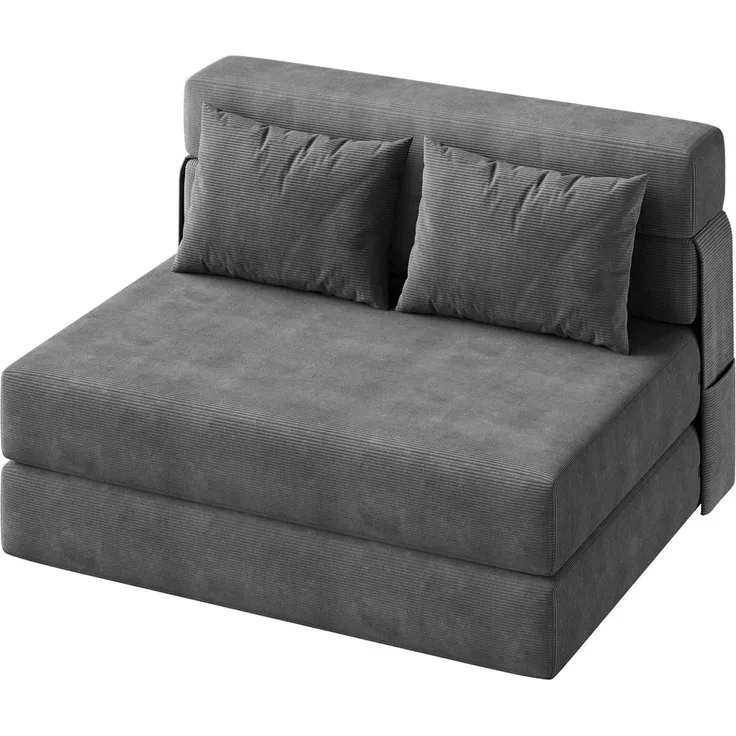 GarveeMore Schlafsofa mit Kissen,ausklappbares Zweisitzer-Sofa,umwandelbarer Schlafplatz, Lounge mit getuftetem für Wohnzimmer,Schlafzimmer,Gästezimmer