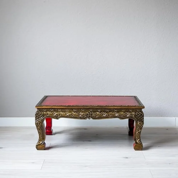 livasia Opiumtisch livasia Opiumtisch mit Goldverzierung, rot, handgefertigt, 76cmx50cm – Bild 3