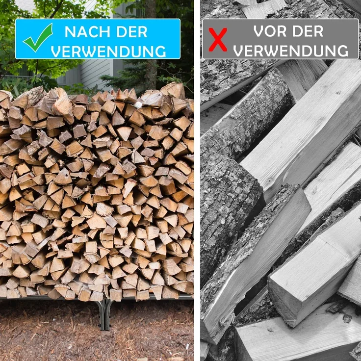 240 cm langes Holzregal zur Aufbewahrung von Brennholz Feuerholzständer aus Eisen Schwarz