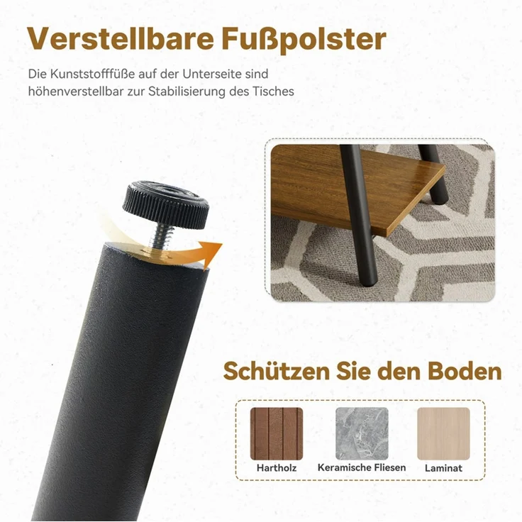 Hawthyhome Runder Beistelltisch 2-stöckiger Couchtisch mit Stauraum, ovale Tischplatte, Massivholz & Metallrahmen, moderner Industriestil, wasserdicht & verschleißfest, schnelle Montage, für Wohnzimmer & Schlafzimmer, Gelb – Bild 4
