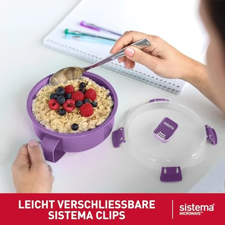 Sistema Mikrowellen-Behälter | Mikrowellen-SuppentassePorridge-Schale & Nudel-Schale | Mikrowellengeeignete Lebensmittelbehälter mit Dampfventil | 3 Stück – Bild 2