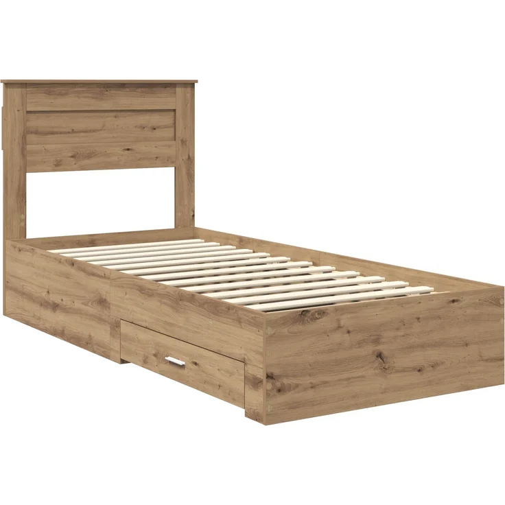 vidaXL Bettrahmen mit Kopfteil Artisan-Eiche 90 x 190 cm Holzwerkstoff 3410034 – Bild 3