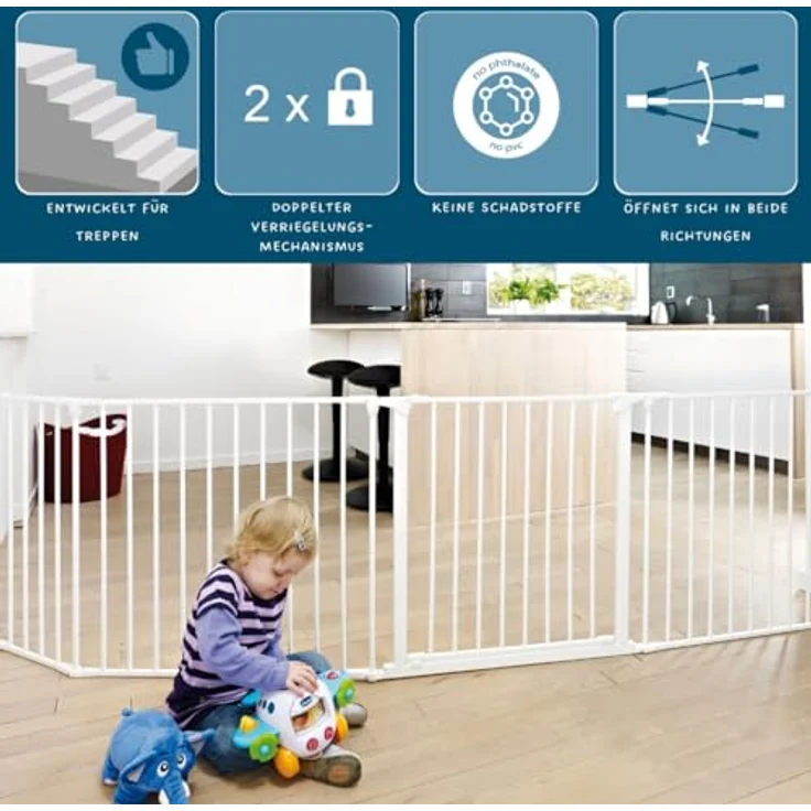 Baby Dan Konfigurationsgitter / Kaminschutzgitter Flex XL 90 - 278 cm, Anthrazit - Hergestellt in Dänemark und vom TÜV GS geprüft – Bild 10