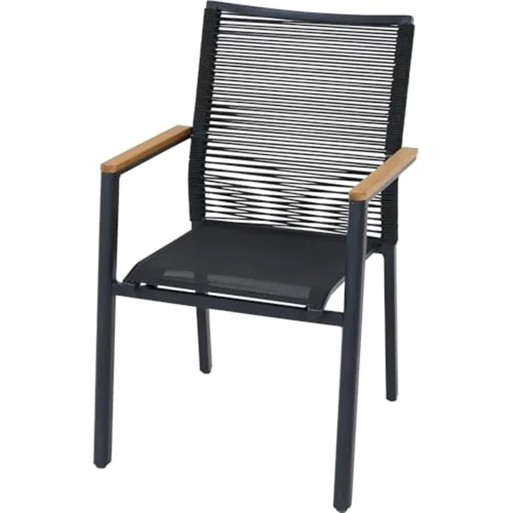 Siena Garden Bologna Stapelsessel - Teak FSC/Aluminiumgestell & Rope, schwarz (T88491)