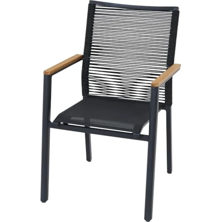 Siena Garden Bologna Stapelsessel - Teak FSC/Aluminiumgestell & Rope, schwarz (T88491) – Bild 1