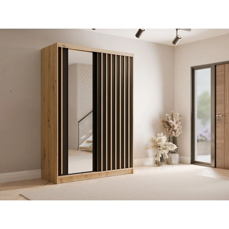 Home affaire Kleiderschrank VILLEFRANCHE modern mit viel Stauraum, Fächer & Kleiderstange, Spiegel Garderobe in 3 Breiten (155, 205, 248 cm), erhältlich in 3 Farben – Bild 4