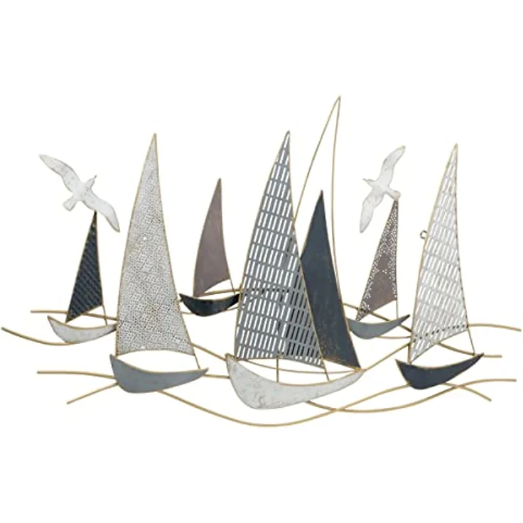 BOLTZE Wandobjekt Segelboote aus Eisen, Wandbild im Shabby Look, mehrfarbig, 109 cm x 69 cm – Bild 1