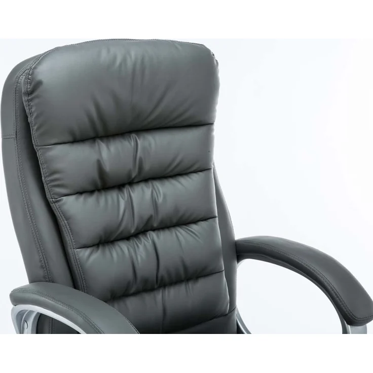 DELUKE® Bürostuhl SOUK - 116x68x77, Grau Kunstleder Metall in Chromoptik Gestell ergonomische Bürostühle Homeoffice Stuhl mit Rollen – Bild 3