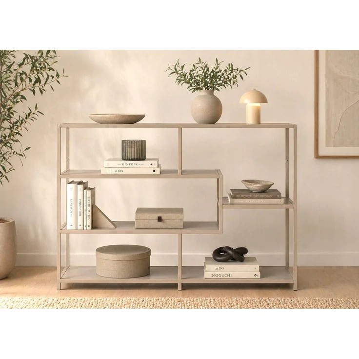 ACTONA GROUP Bücherregal Seaford - Mehrzweckregal & Raumteiler, modern, Metall, Asymmetrisch, stabil & viel Stauraum, zeitloses Design, 6 Regalböden – Bild 1