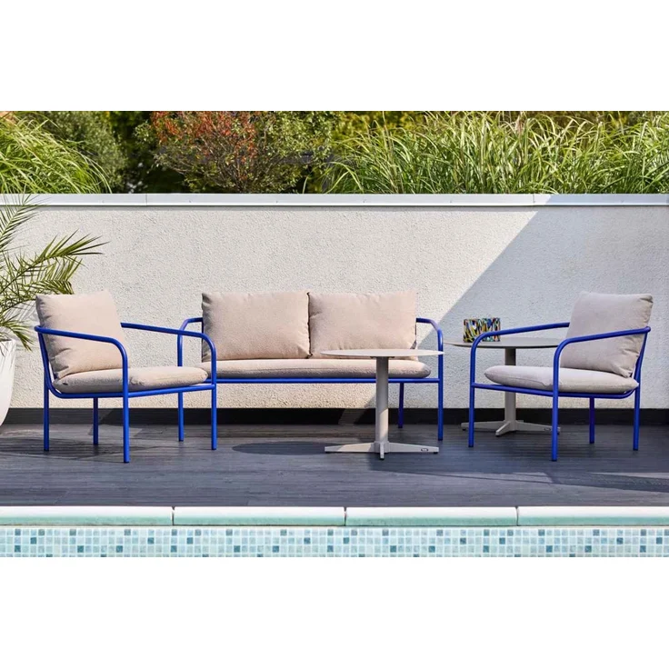 Gartencouchtisch Mill aus Aluminium, modern, rund in Taupe, Ø 75 cm, pulverbeschichtet – Bild 2