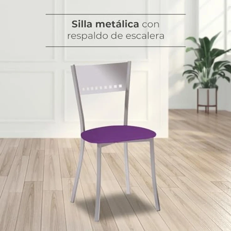 ASTIMESA SCOBBJ Zwei Küchenstühle, Metall, Aubergine, Sitzhöhe 45 cm – Bild 2