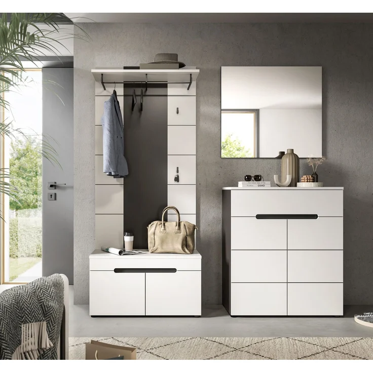 Garderobenkombination (B/H/T: 175x190x37 cm) in weiß Nachbildung – Bild 6
