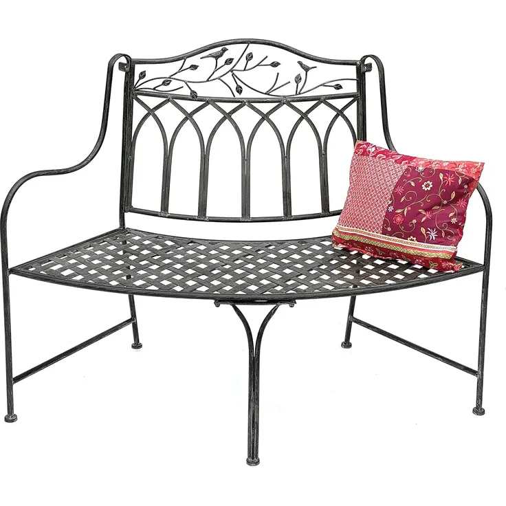 DanDiBo Gartenbank Wetterfest Halbrund aus Metall Braun 96002 125 cm Bank Metallbank Sitzbank Garten