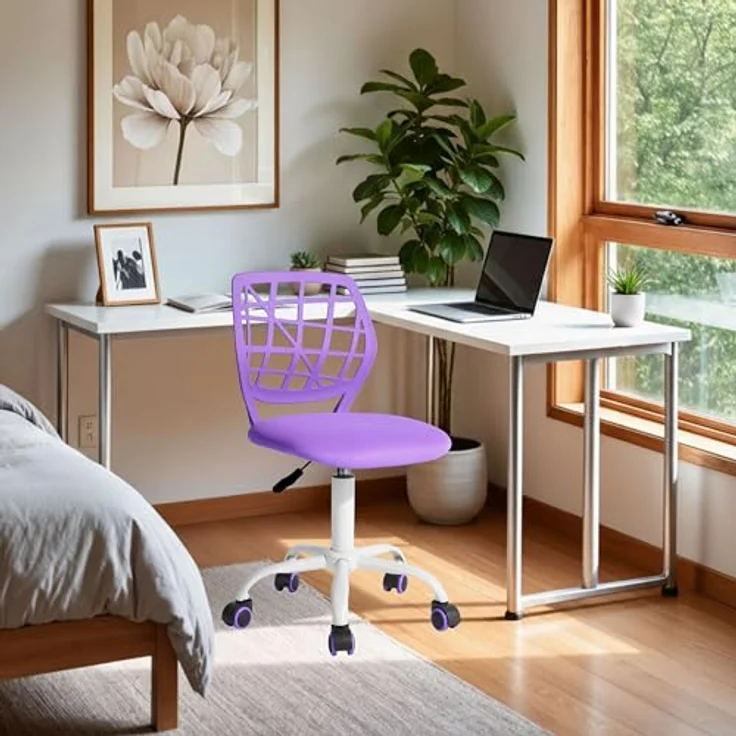 FurnitureR Bunter Schreibtischstuhl, moderner höhenverstellbarer Computerstuhl ohne Armlehnen, ergonomischer Drehstuhl für Kinderzimmer und Home Office – Bild 5