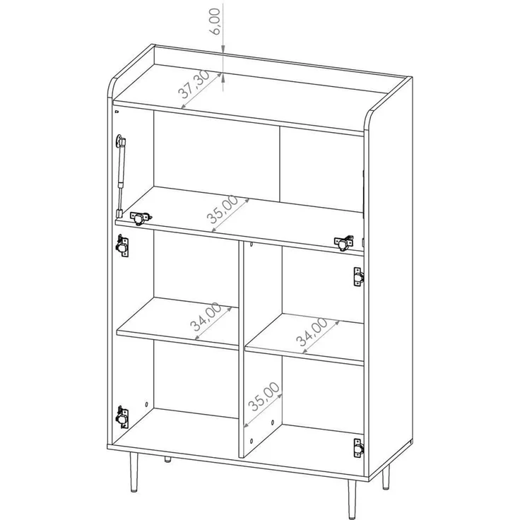 Lomadox Barschrank VAREDO-132 in Eiche Nb. Wohnzimmer Möbel im modernen Vintage Design 90/140/40 cm – Bild 8