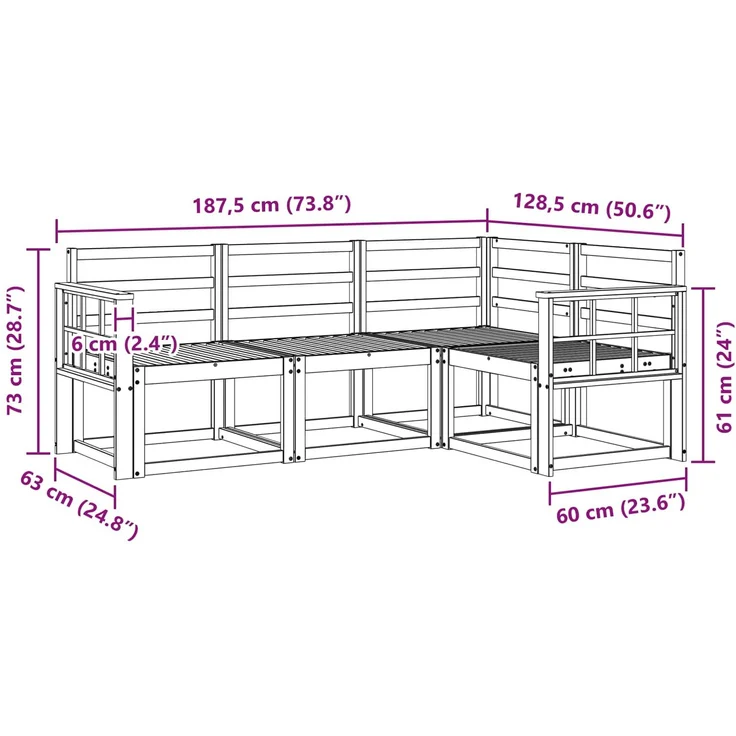 vidaXL Outdoor-Sofagarnitur 4 stk. 4-Sitzer Natur Massivholz Akazie 3366332 – Bild 7