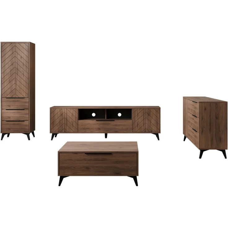 Wohnzimmer-Set Xylix Bis I (Farbe: Nuss Okapi) – Bild 2