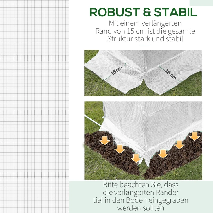 Outsunny Gewächshausfolie, PE, Weiß, 600L x 300B x 200H cm – Bild 5