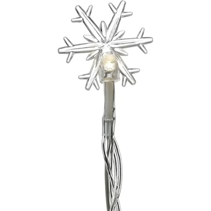 MARELIDA LED-Lichterkette Schneeflocken 2m Deko Winter Weihnachtsbeleuchtung Timer für Innen, 10-flammig – Bild 2
