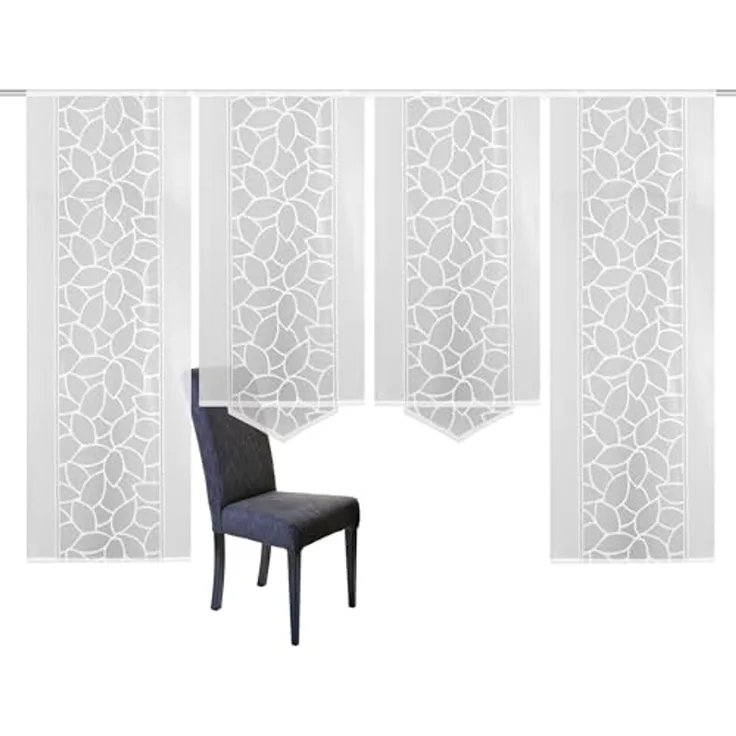 HOME WOHNIDEEN Schiebegardine JENNA (4 St), Klettband, halbtransparent, Schiebevorhang Jacquard Set