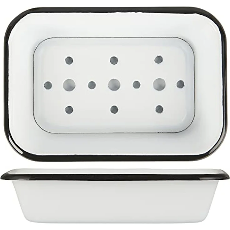 Ib Laursen - Seifenschale 2-teilig mit Ablaufeinlage Emaille Weiß 0407-11 – Bild 1