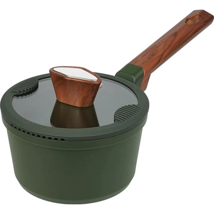 RESTO Kitchenware Kasserolle Sadr, Soßentopf 1,4 l, antihaftbeschichtet, im Geschenkkarton, Aluminiumguss (2-tlg), inkl. Glasdeckel mit Silikonrand und integrierten Abgießlöchern – Bild 2