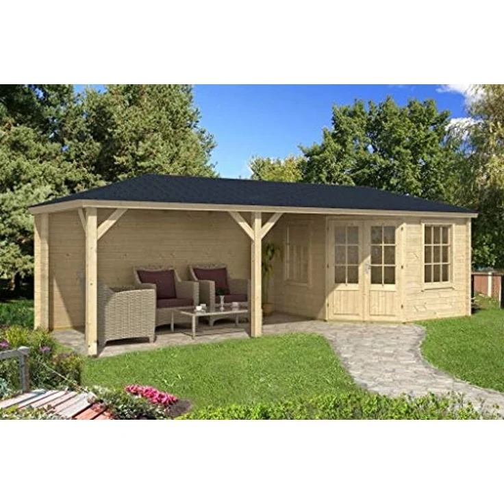 Alpholz Gartenhaus Modell Mississippi - 40 Gartenhaus aus Holz in Pinie Holzhaus mit 40 mm Wandstärke inklusive Terrasse Blockbohlenhaus mit Montagematerial – Bild 1