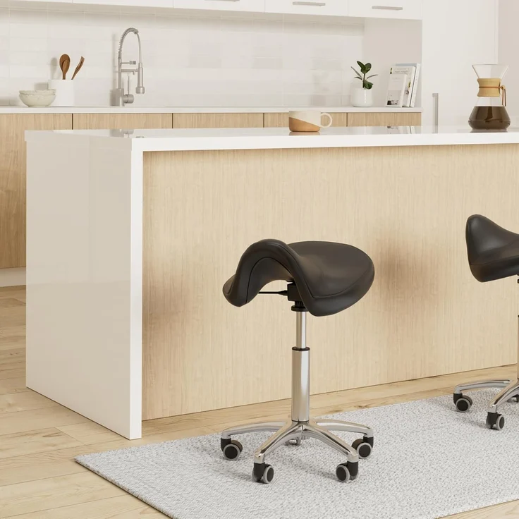Physa Drehstuhl Sattelhocker Rollhocker Arbeitshocker Kosmetikhocker schwarz – Bild 2