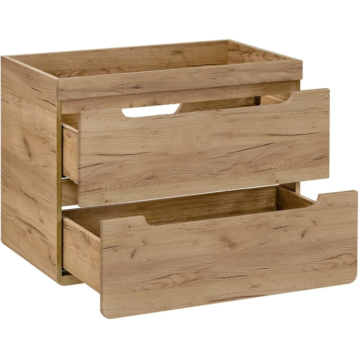Badmöbel Set 4-teilig. Badmöbel Set 80 cm mit Waschbecken, Badspiegelschrank und LED-Leuchte, Eiche Craft Nb. – Bild 3