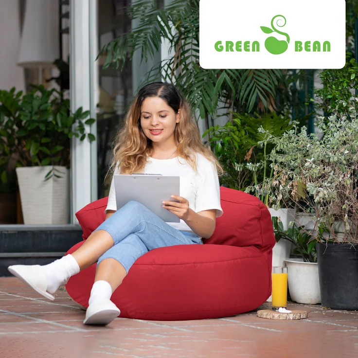 Green Bean® Sitzsack Sofa mit Füllmaterial - Lounge im Sitzsack-Design 90x50cm mit ergonomischer Rückenlehne & waschbarem Bezug - Indoor und Outdoor geeignet in Rot – Bild 7