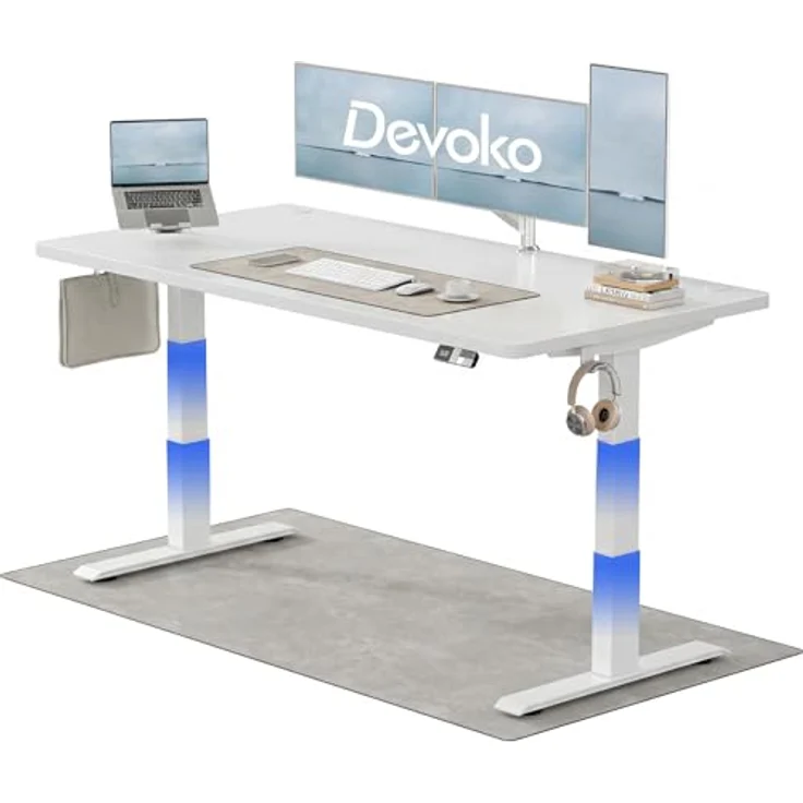 Devoko Höhenverstellbarer Schreibtisch 180x80 cm elektrisch, Höhenverstellung 63-128 cm mit Smart Control, 125 kg Tragkraft, für gesundes Arbeiten – Bild 2