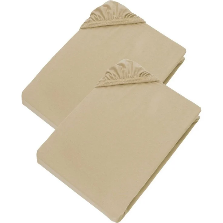 Esprit Spannbettlaken PREMIUM Spannbettlaken, 95% Baumwolle, 5% Elasthan, Gummizug: rundum, (2 Stück), 100 x 200 cm - 2er Set in Beige – Bild 1