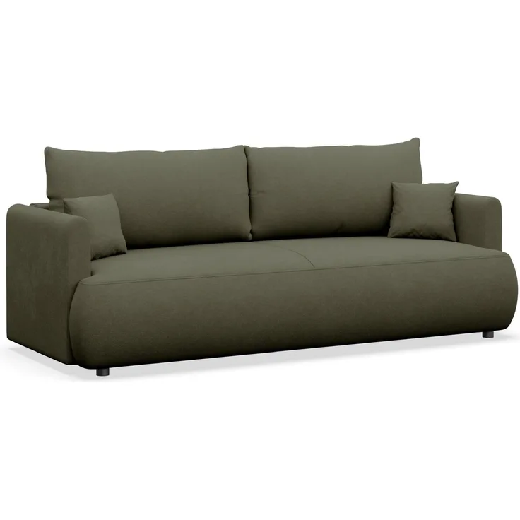 Selsey 'Ovo Mini' 3-Sitzer Schlafsofa mit Bettkasten, Olivgrün, Chenille Easy Clean