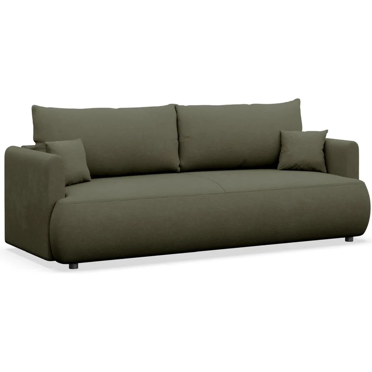 Selsey 'Ovo Mini' 3-Sitzer Schlafsofa mit Bettkasten, Olivgrün, Chenille Easy Clean – Bild 1
