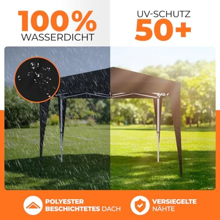 Kronenburg Faltpavillon wasserdicht Dachmaß 2x2 m UV Schutz 50+ Pavillon in Schwarz – Bild 4