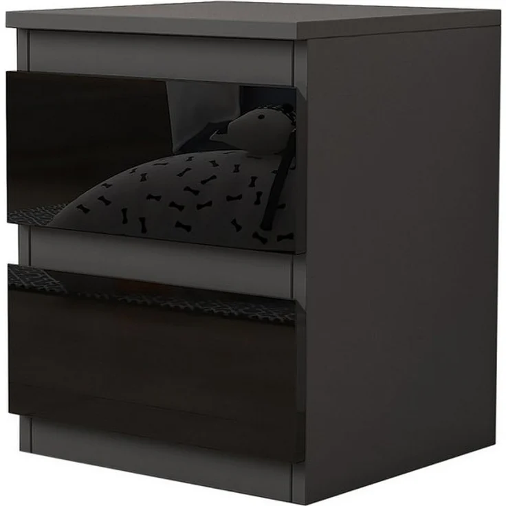 HTI-Living Nachtschrank Nachtschrank Kenji Hochglanz Schwarz (Stück, 1-St, 1 Nachtschrank) Nachtkommode 2 Schubladen – Bild 5