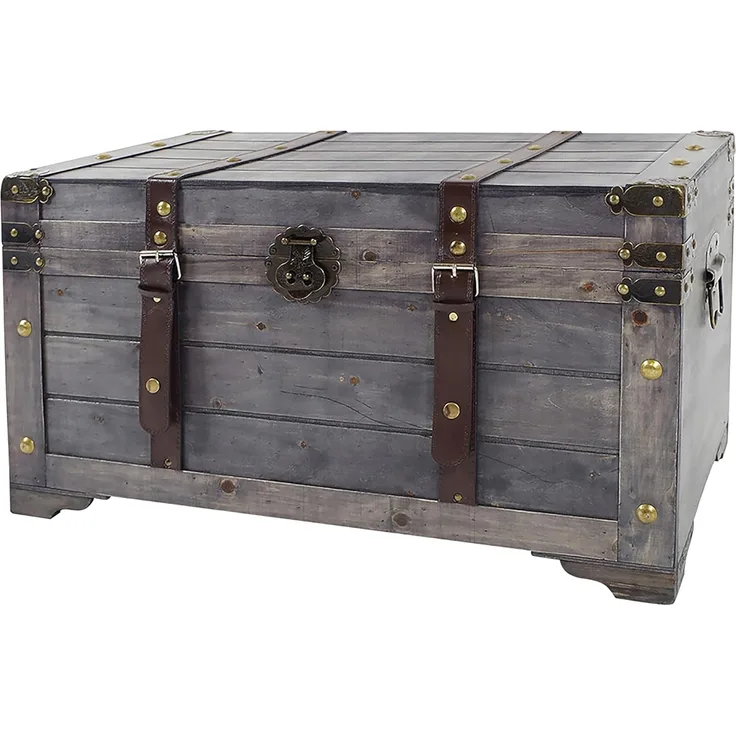 Kobolo Truhe Kiste KUBA aus Holz grau 70x35x38 cm